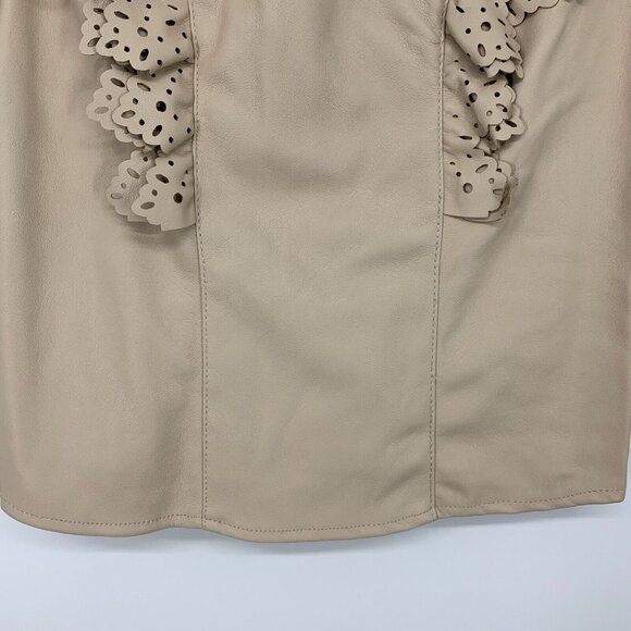 Marc NY Andrew Marc Top Faux Leather Laser Cut Ruffle Trim NWT - Picture 6 of 10
